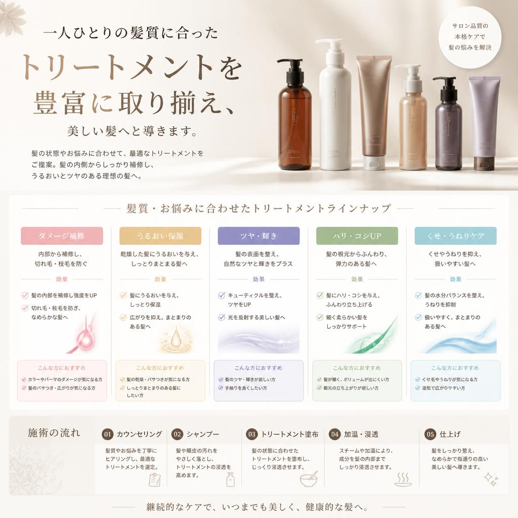 豊富なトリートメントメニュー