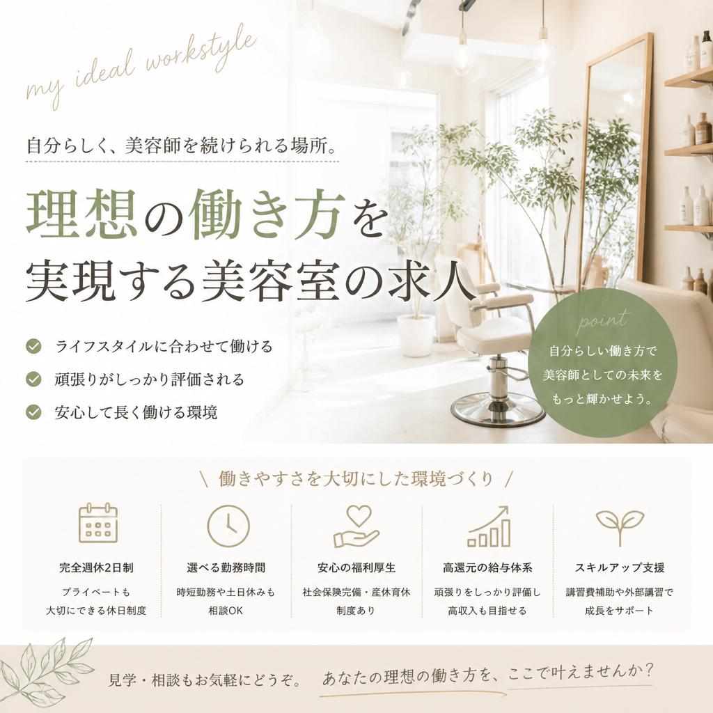 理想の働き方を実現する美容室の求人