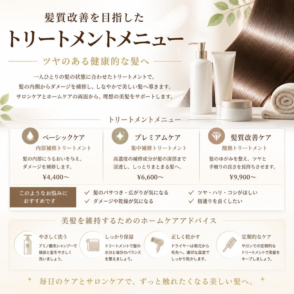 効果的なトリートメントメニュー