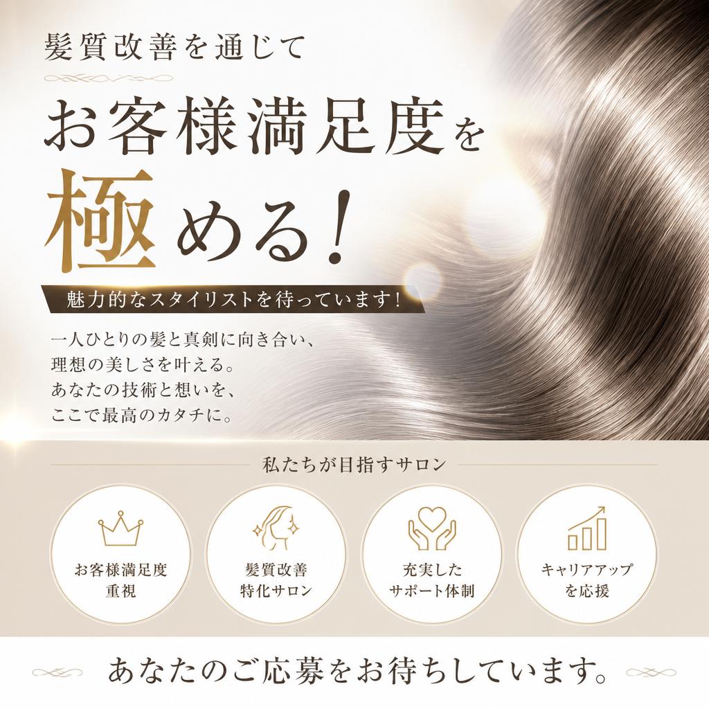 髪質改善を通じてお客様満足度を極める！魅力的なスタイリストを待っています！