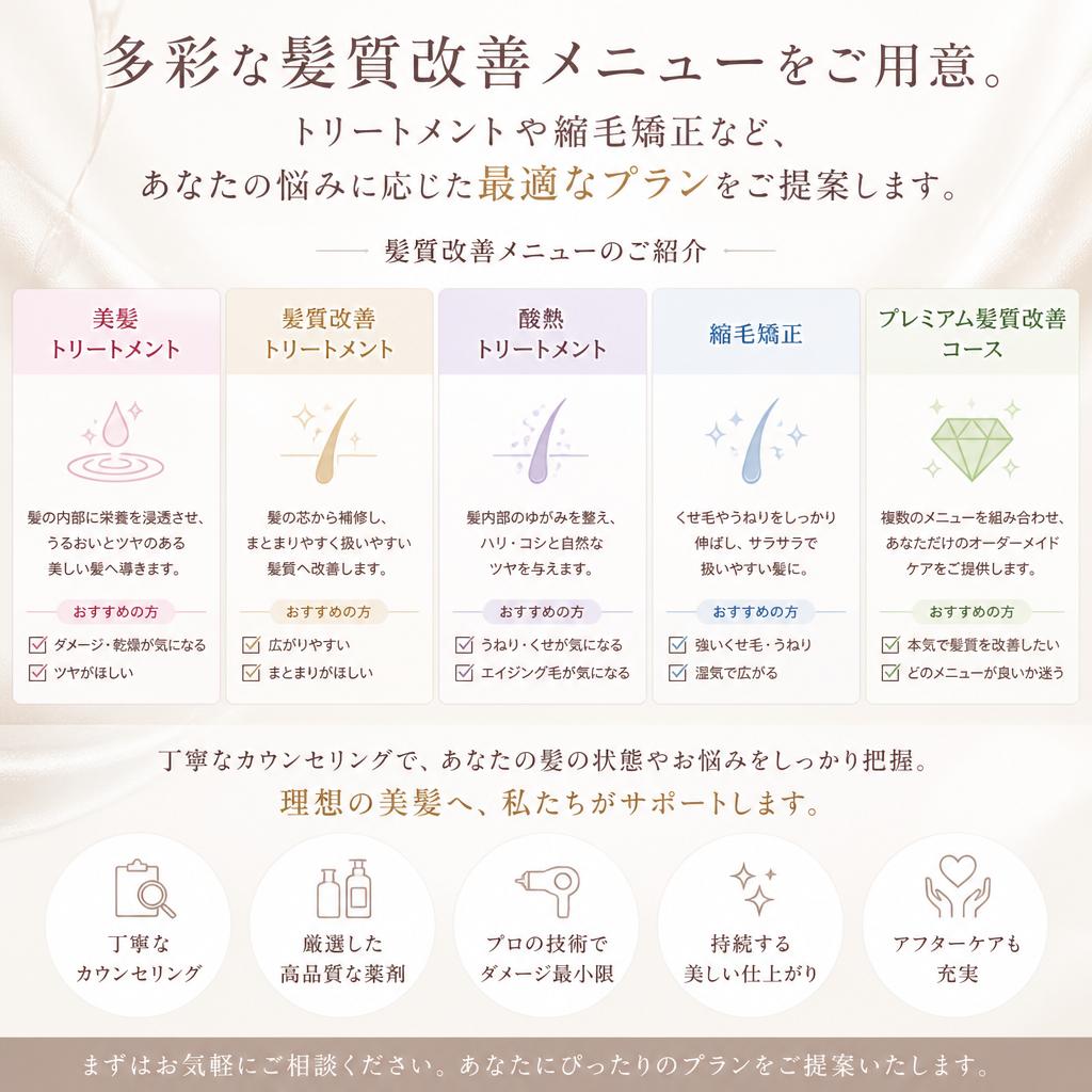 髪質改善メニューの紹介
