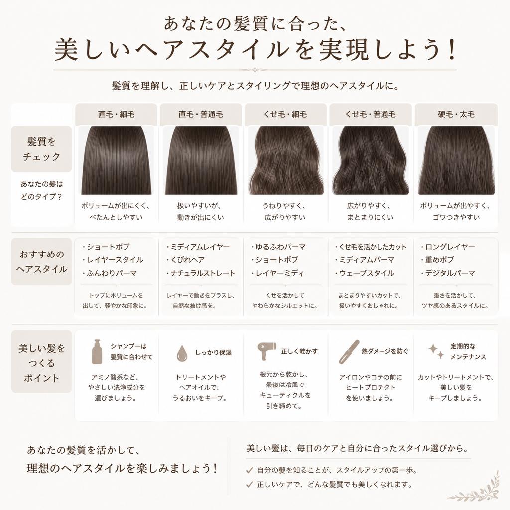 あなたの髪質に合った、美しいヘアスタイルを実現しよう！