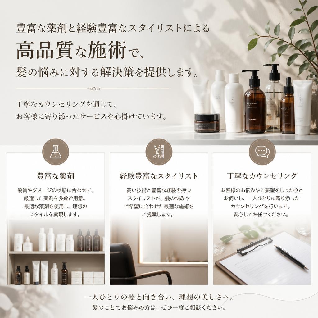 髪の悩みを解決する高品質な施術