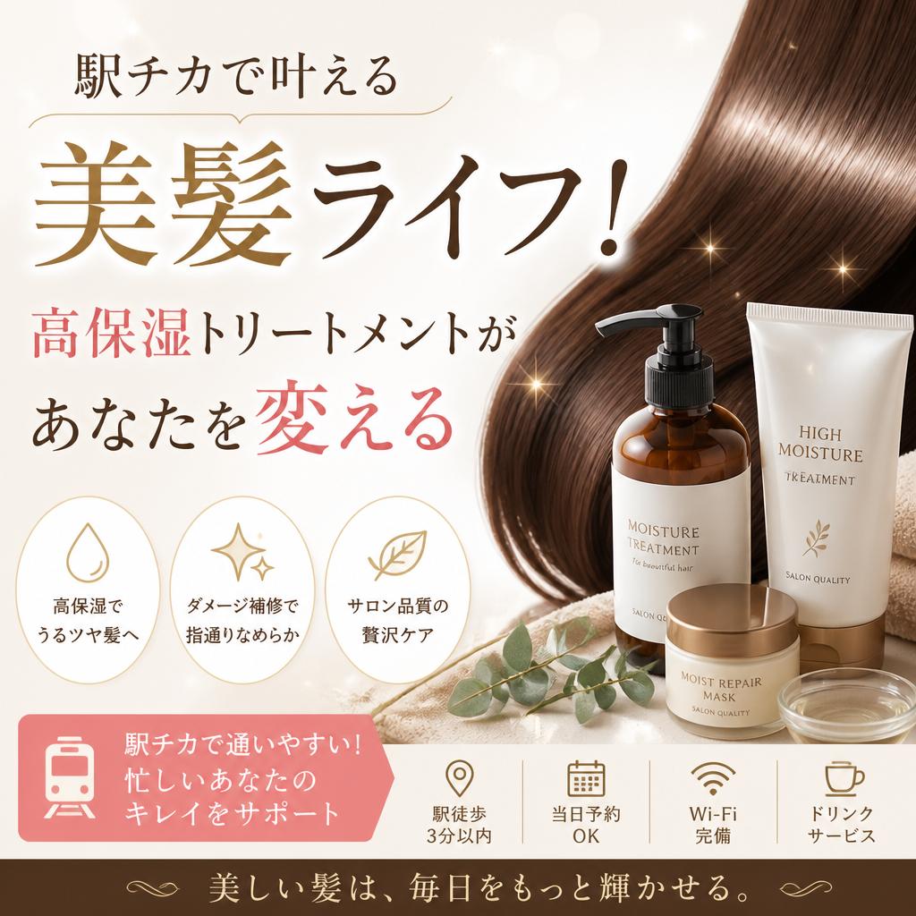 駅チカで叶える美髪ライフ！高保湿トリートメントがあなたを変える
